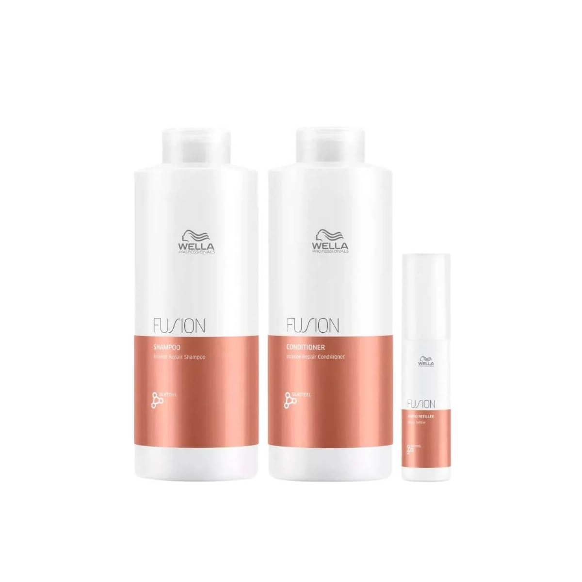 Kit Wella Fusion Shampoo + Condicionador 1 Litro + Reconstrutor 70 ml Kit Wella Fusion Shampoo + Condicionador 1 Litro + Reconstrutor 70 ml