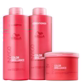 Kit Wella Invigo Color Brilliance Salon Shampoo + Condicionador 1 Litro + Máscara 500 ml