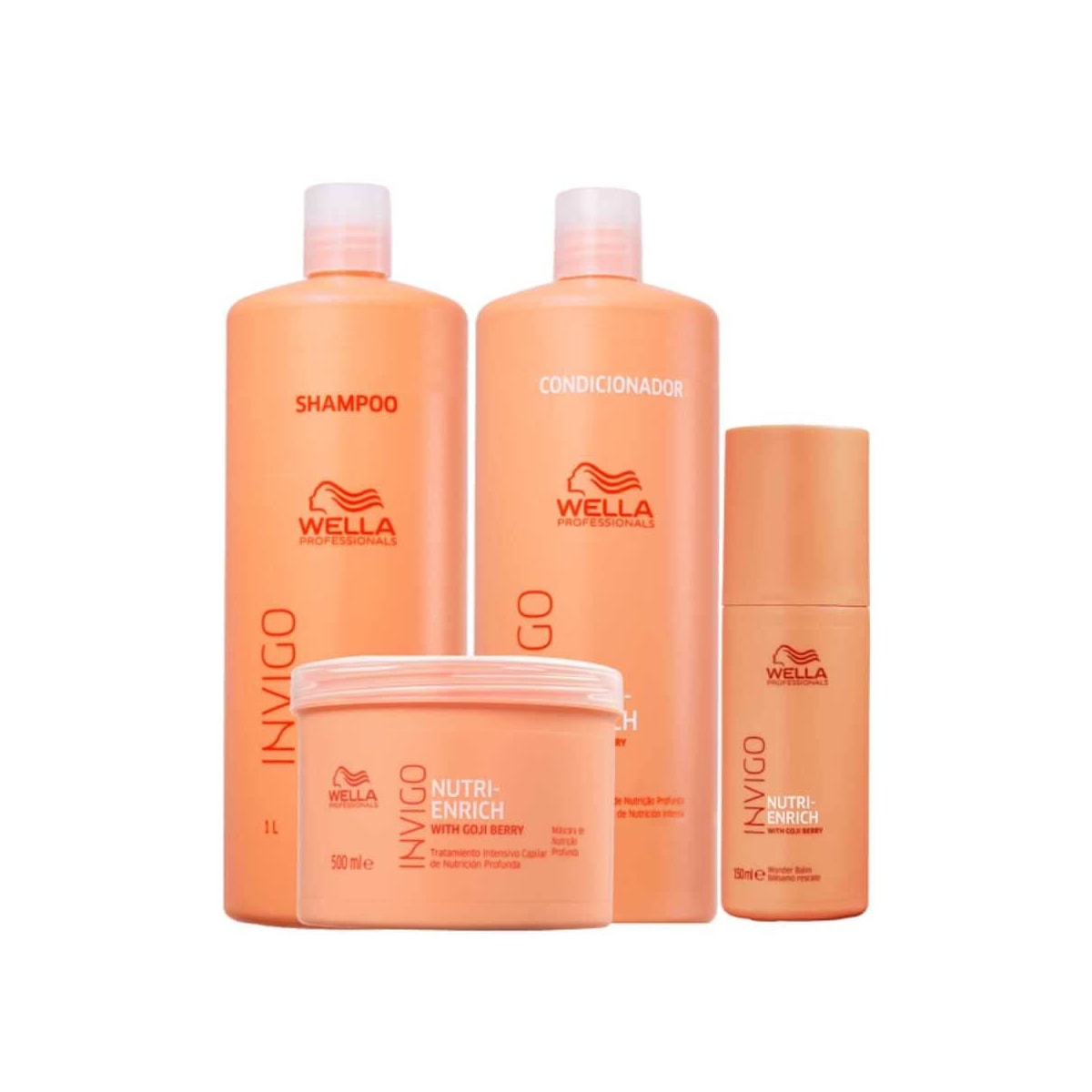 Kit Wella Invigo Nutri-Enrich Shampoo+Cond+Máscara+Leave-in