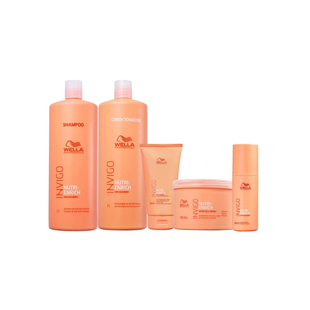 Kit Wella Invigo Nutri-Enrich Shampoo+Cond+Máscaras+Leave-in