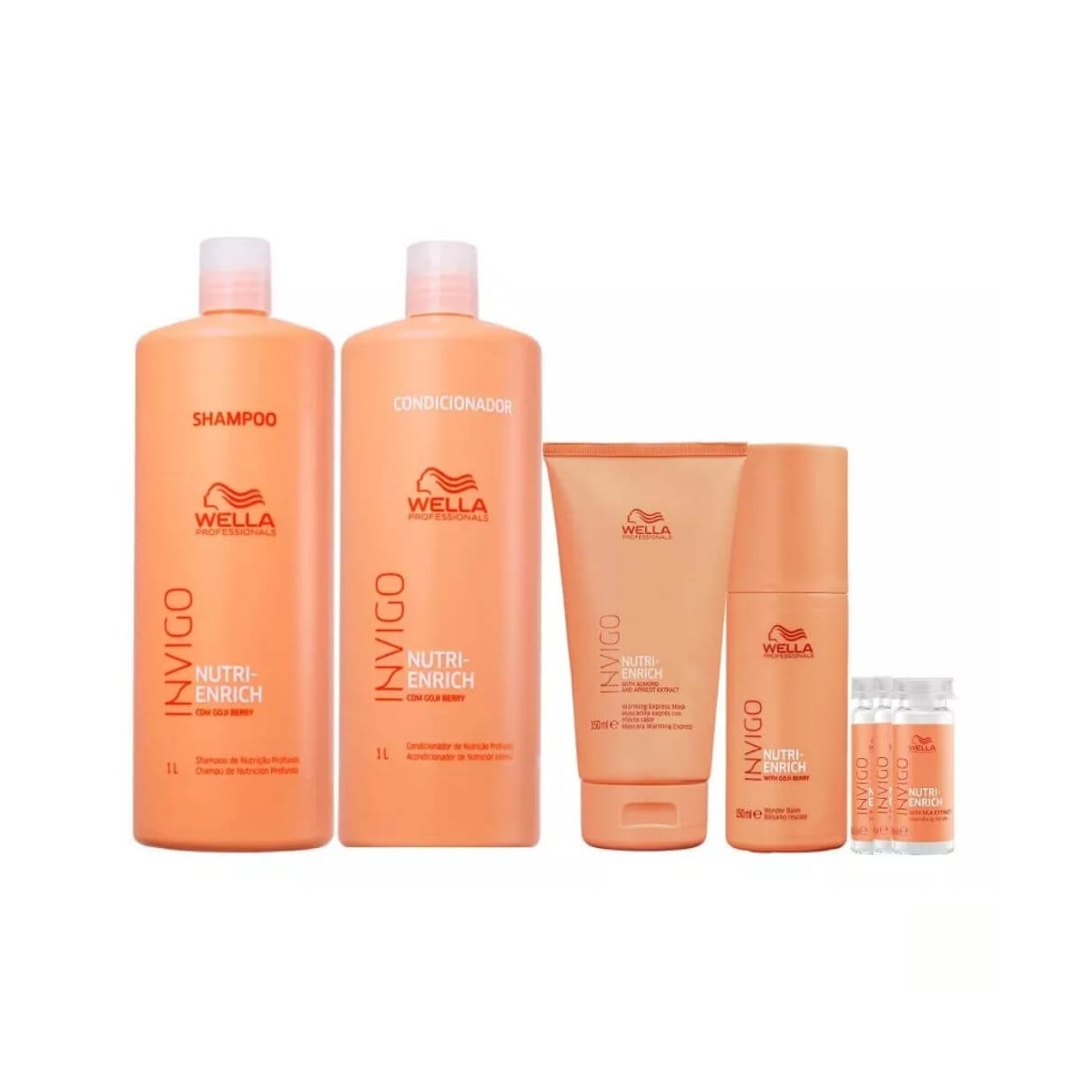 Kit Wella Invigo Nutri-Enrich Shampoo + Condicionador + Leave-in + Máscara + Ampola Kit Wella Invigo Nutri-Enrich Shampoo + Condicionador + Leave-in + Máscara + Ampola