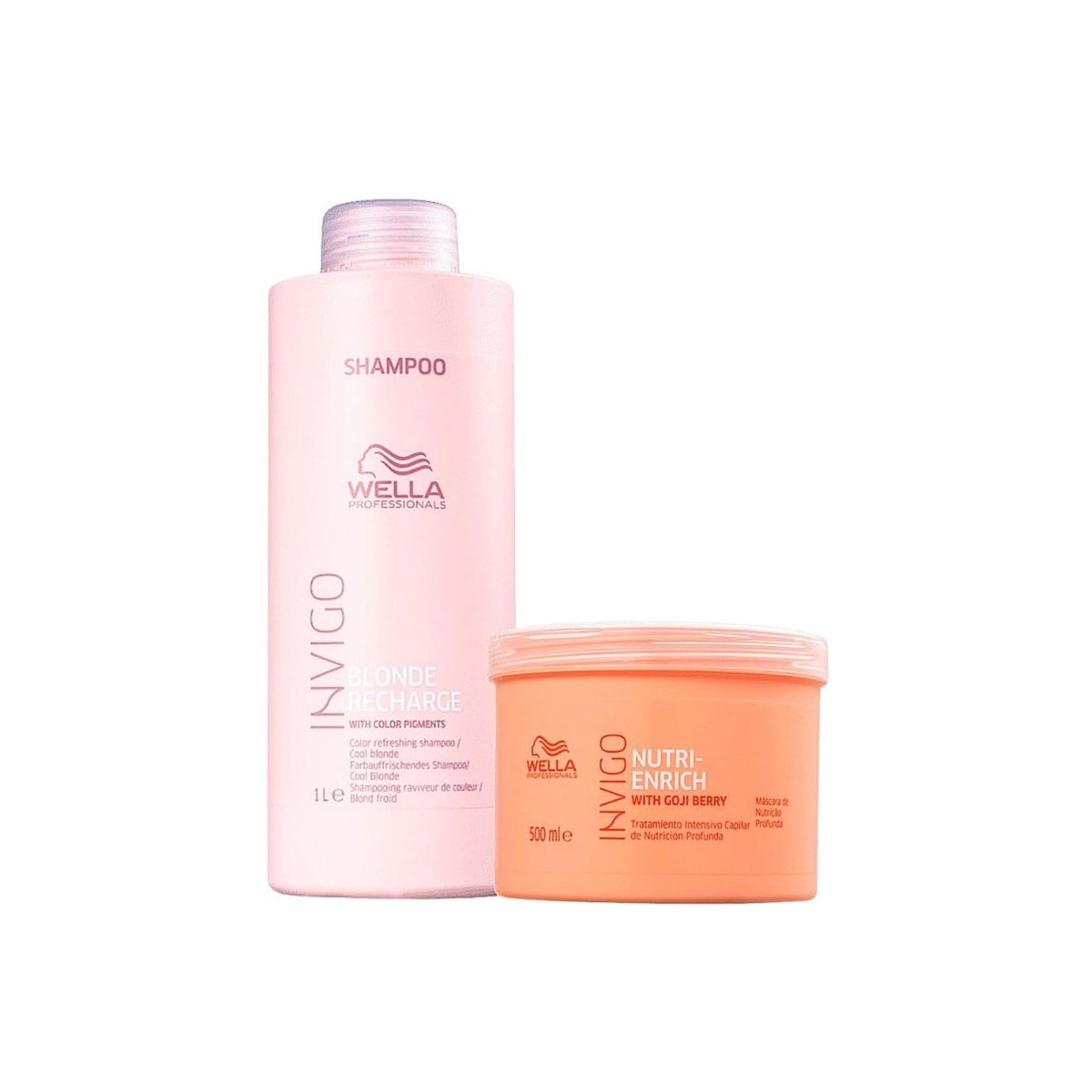 Kit Wella Nutri-Enrich Máscara 500 ml + Shampoo Blonde Recharge 1 Litro
