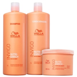 Kit Wella Nutri-Enrich Shampoo 1 Litro + Condicionador 1 Litro + Máscara 500 ml