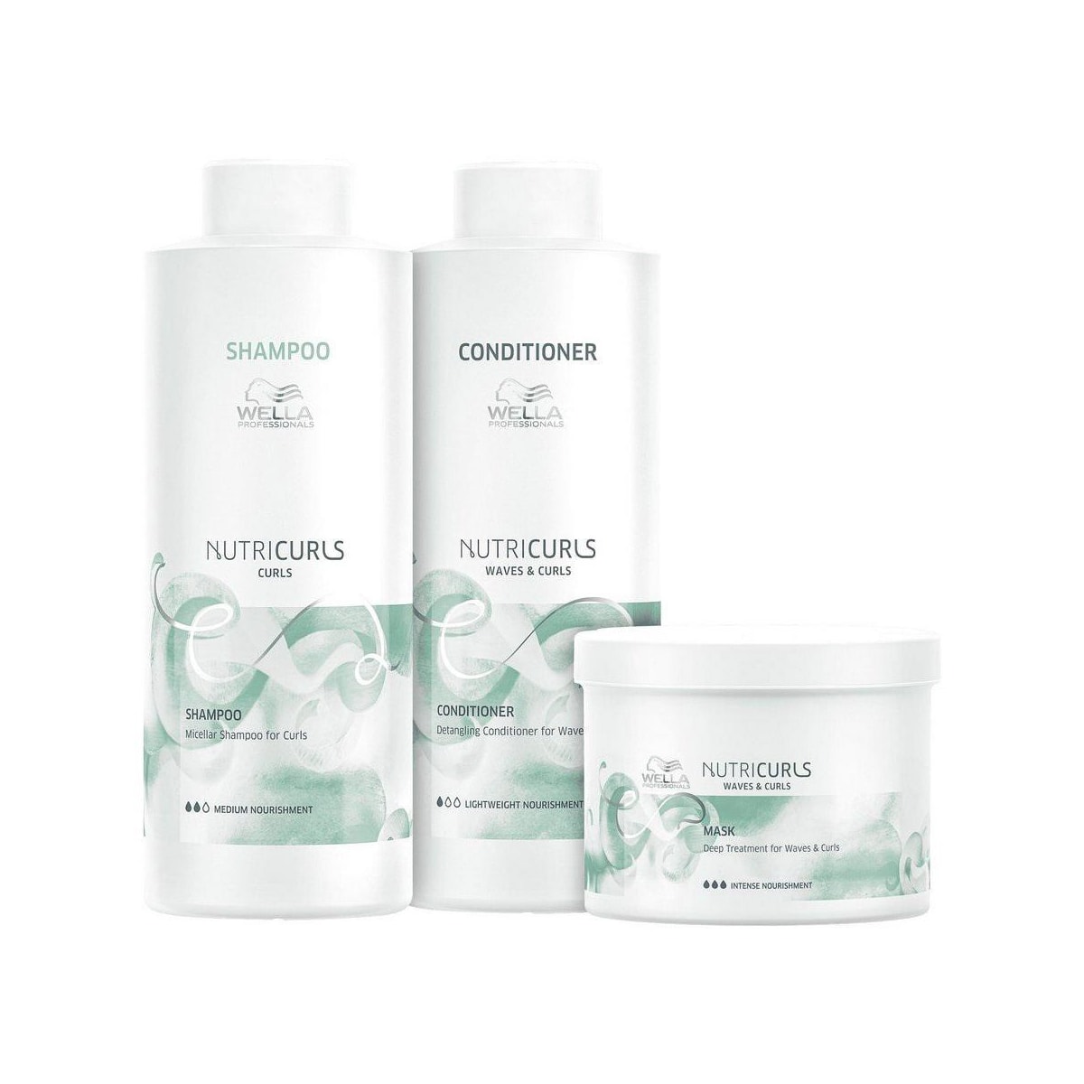 Kit Wella Nutricurls Salon Shampoo + Condicionador 1 Litro + Máscara 500 ml