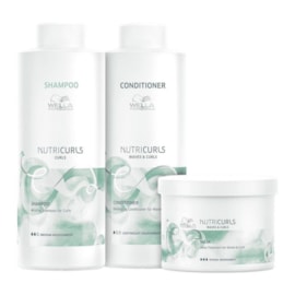 Kit Wella Nutricurls Salon Shampoo + Condicionador 1 Litro + Máscara 500 ml