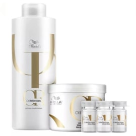 Kit Wella Oil Reflections Shampoo 1 Litro + Máscara 500 ml + 3 Ampolas 6 ml
