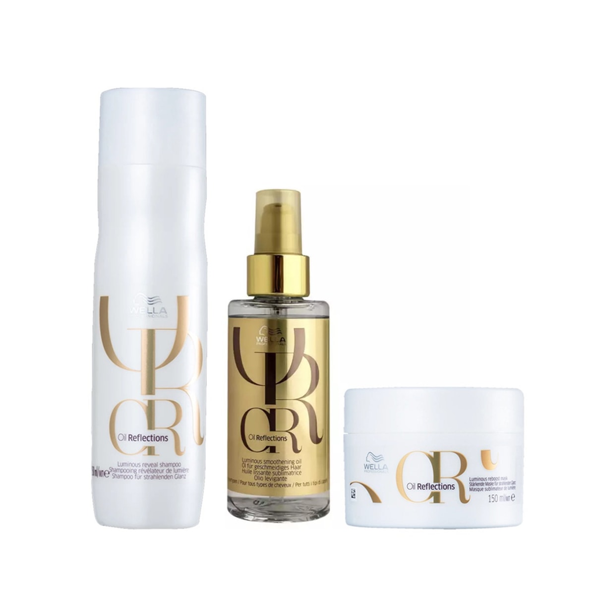 Kit Wella Oil Reflections Shampoo 250 ml + Máscara 150 ml + Oleo Light 100 ml