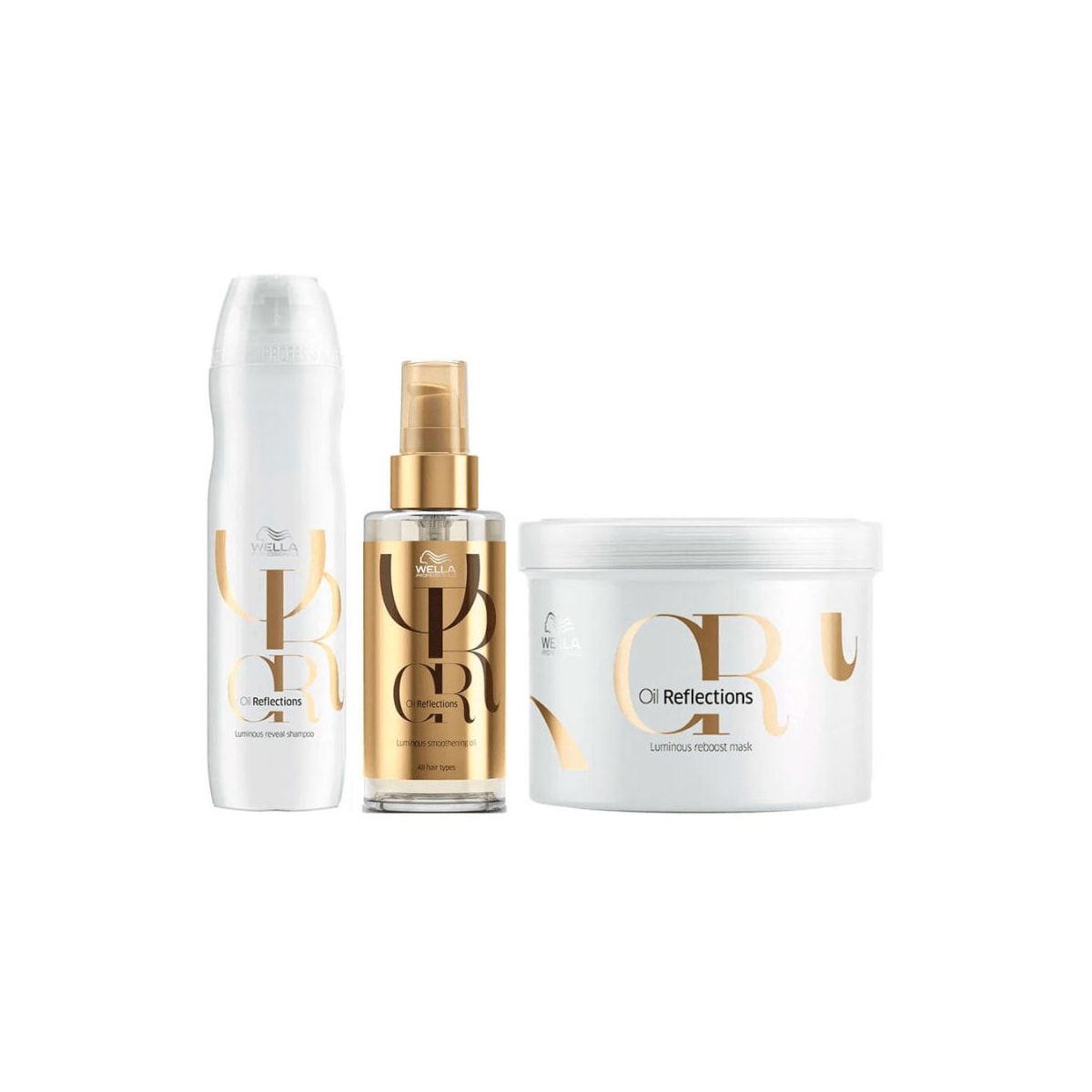 Kit Wella Oil Reflections Shampoo 250 ml + Máscara 500 ml + Oil Reflection 100 ml Kit Wella Oil Reflections Shampoo 250 ml + Máscara 500 ml + Oil Reflection 100 ml