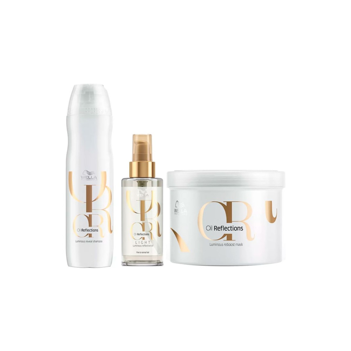 Kit Wella Oil Reflections Shampoo 250 ml + Oleo Light 100 ml + Máscara 500 ml Kit Wella Oil Reflections Shampoo 250 ml + Oleo Light 100 ml + Máscara 500 ml