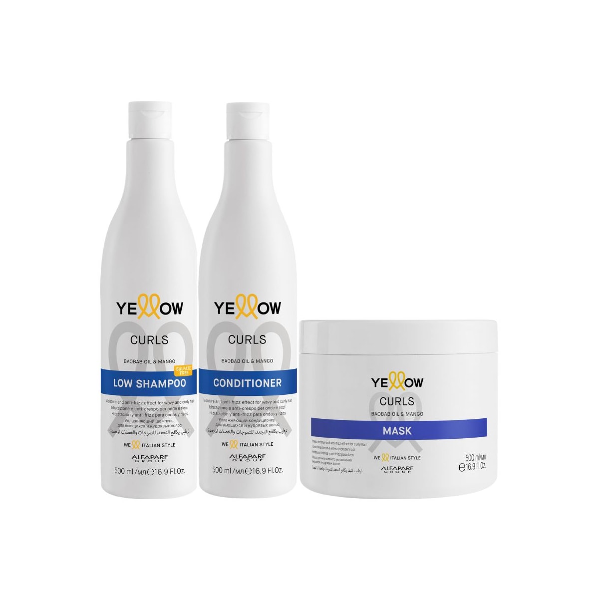 Kit Yellow Curls Trio Shampoo + Condicionador + Máscara Kit Yellow Curls Trio Shampoo + Condicionador + Máscara