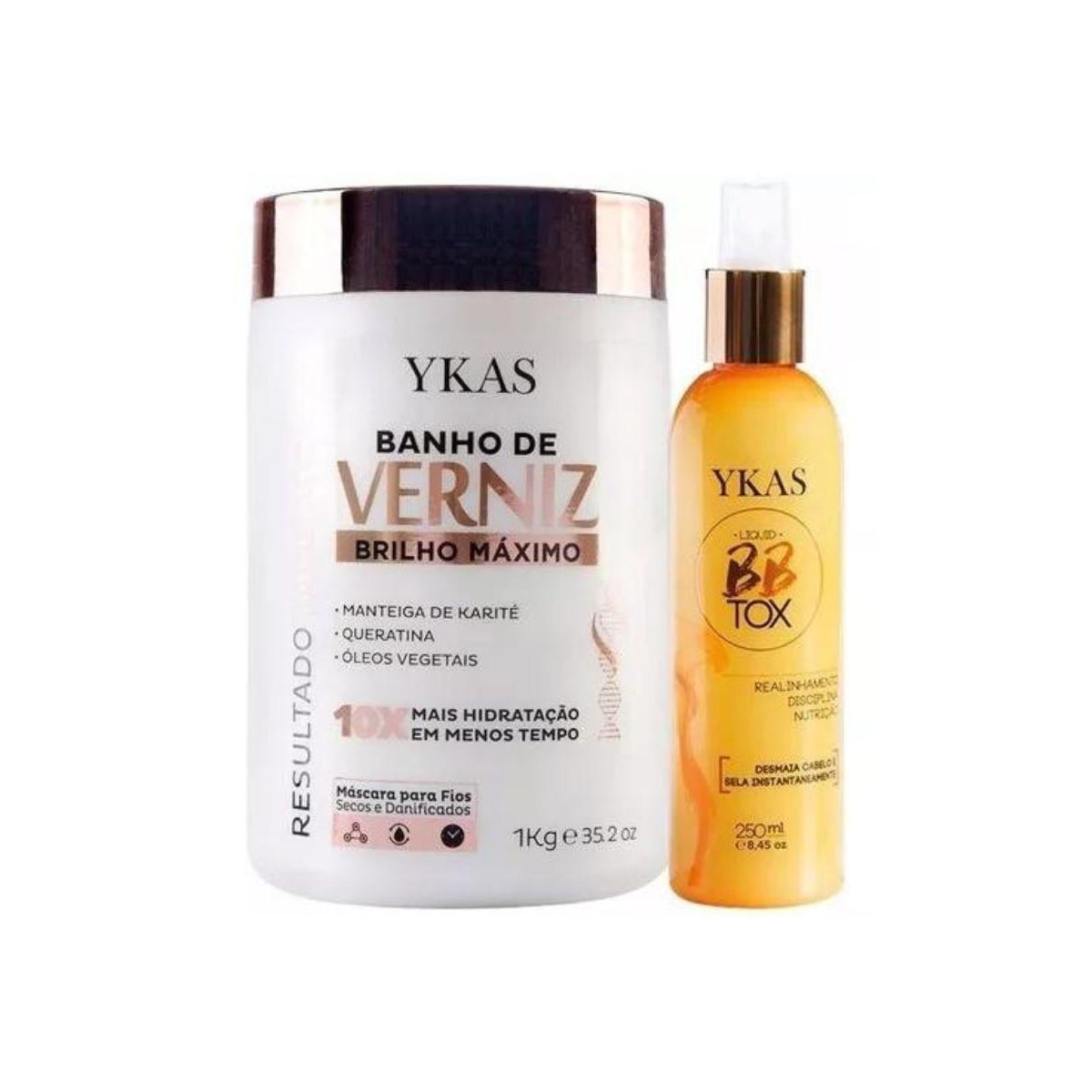 Kit Ykas Banho de Verniz Máscara Capilar 1 Kg + BBtox Líquido Tratamento 250 ml Kit Ykas Banho de Verniz Máscara Capilar 1 Kg + BBtox Líquido Tratamento 250 ml