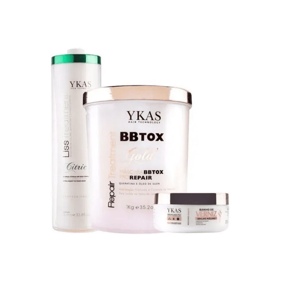 Kit Ykas Botox Capilar 1 Kg + Citric 1 Kg + Máscara Verniz 250 g Kit Ykas Botox Capilar 1 Kg + Citric 1 Kg + Máscara Verniz 250 g