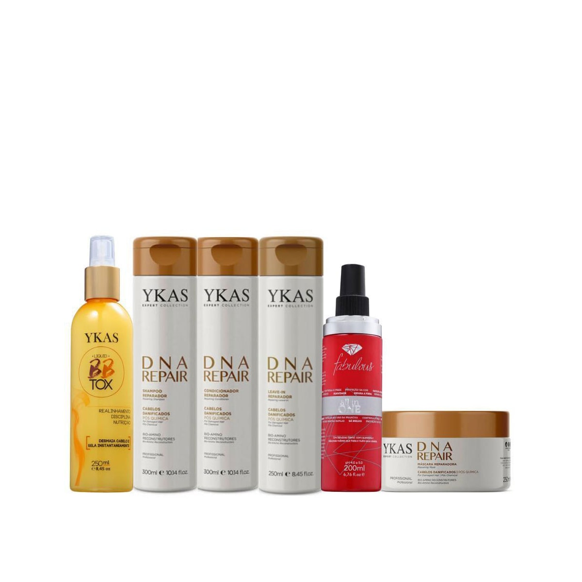 Kit Ykas Dna Repair Completo Pequeno + Botox Capilar Líquido + Fabulous Hair All in One Kit Ykas Dna Repair Completo Pequeno + Botox Capilar Líquido + Fabulous Hair All in One