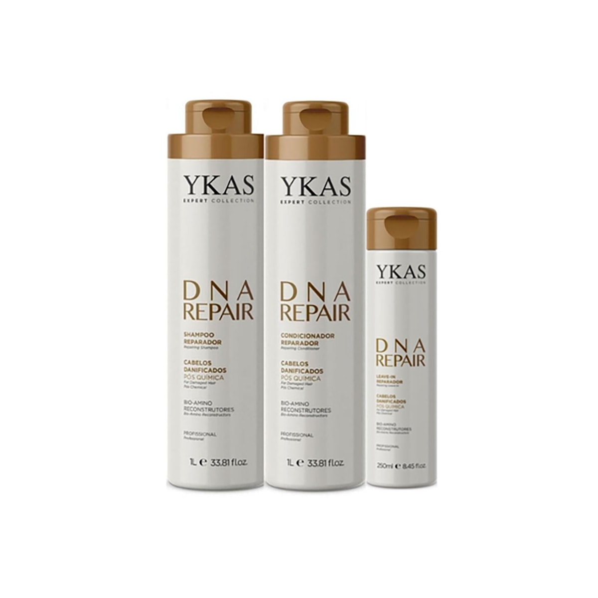 Kit Ykas Dna Repair Shampoo + Condicionador 1 Litro + Leave-in 250 ml