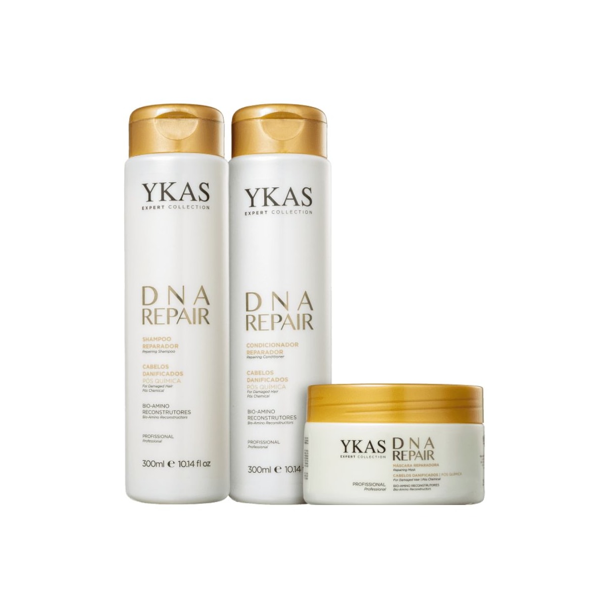 Kit Ykas Dna Repair Shampoo + Condicionador 300 ml + Máscara 250 g