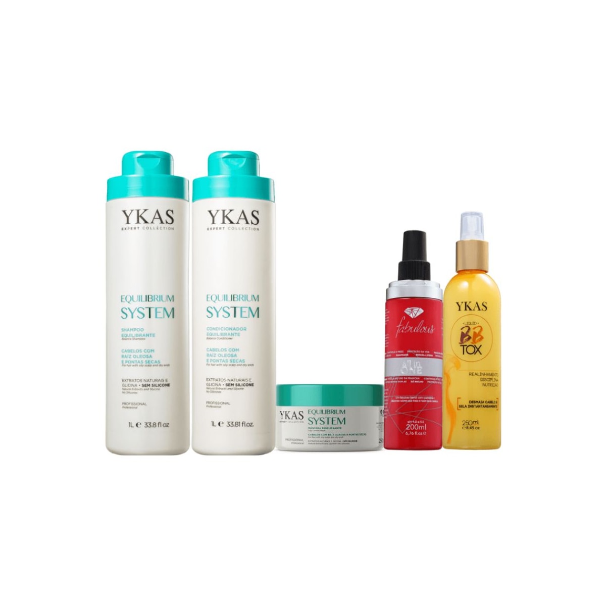 Kit Ykas Equilibrium System Grande Completo + Fabulous Hair All in One + Ykas BBtox Líquido Kit Ykas Equilibrium System Grande Completo + Fabulous Hair All in One + Ykas BBtox Líquido