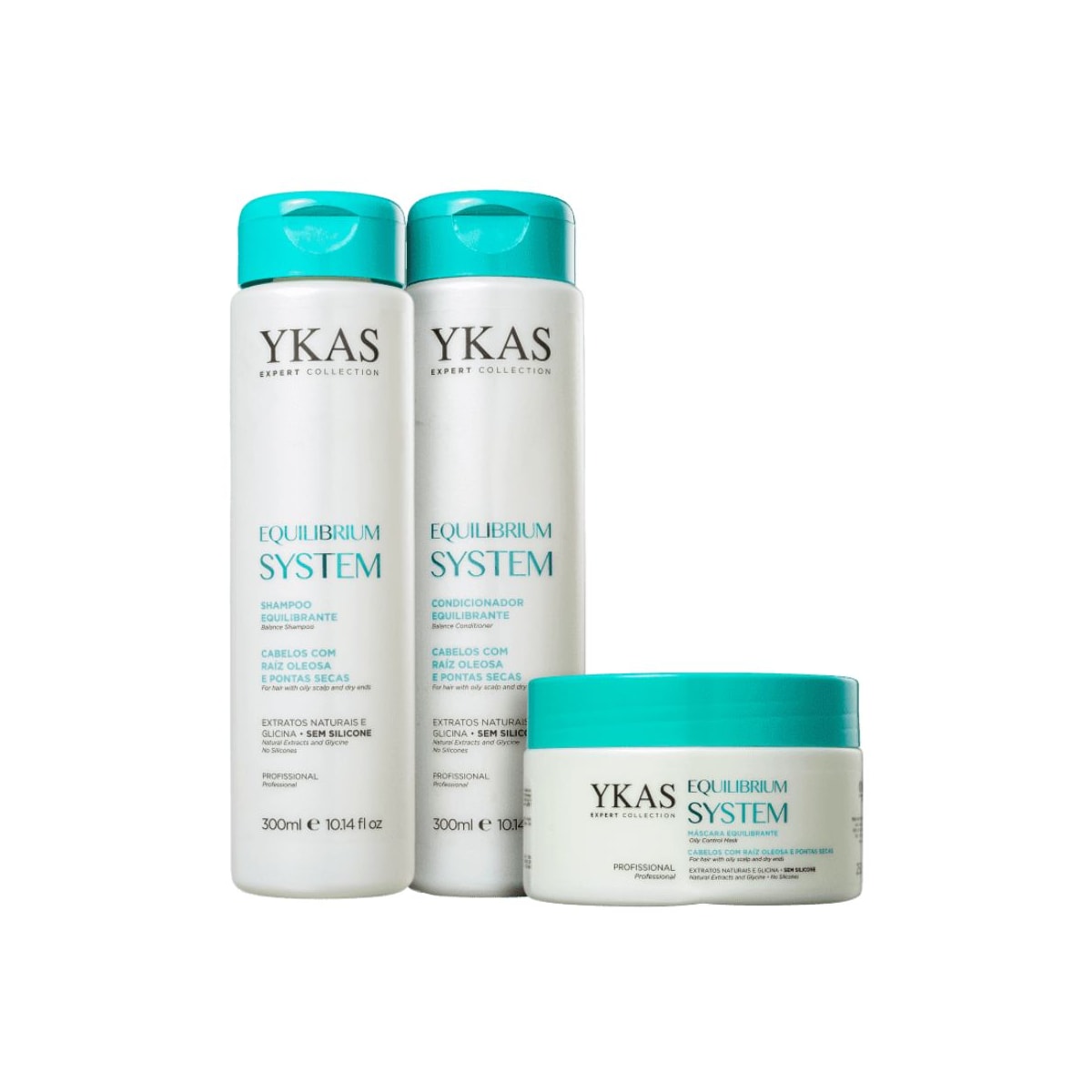 Kit Ykas Equilibrium System Shampoo + Condicionador 300 ml + Máscara 250 g Kit Ykas Equilibrium System Shampoo + Condicionador 300 ml + Máscara 250 g