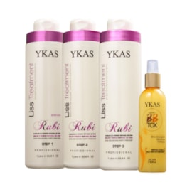 Kit Ykas Escova Progressiva Rubi (3 x 1 Litro) + Ykas Botox Capilar Líquido Tratamento 250 ml