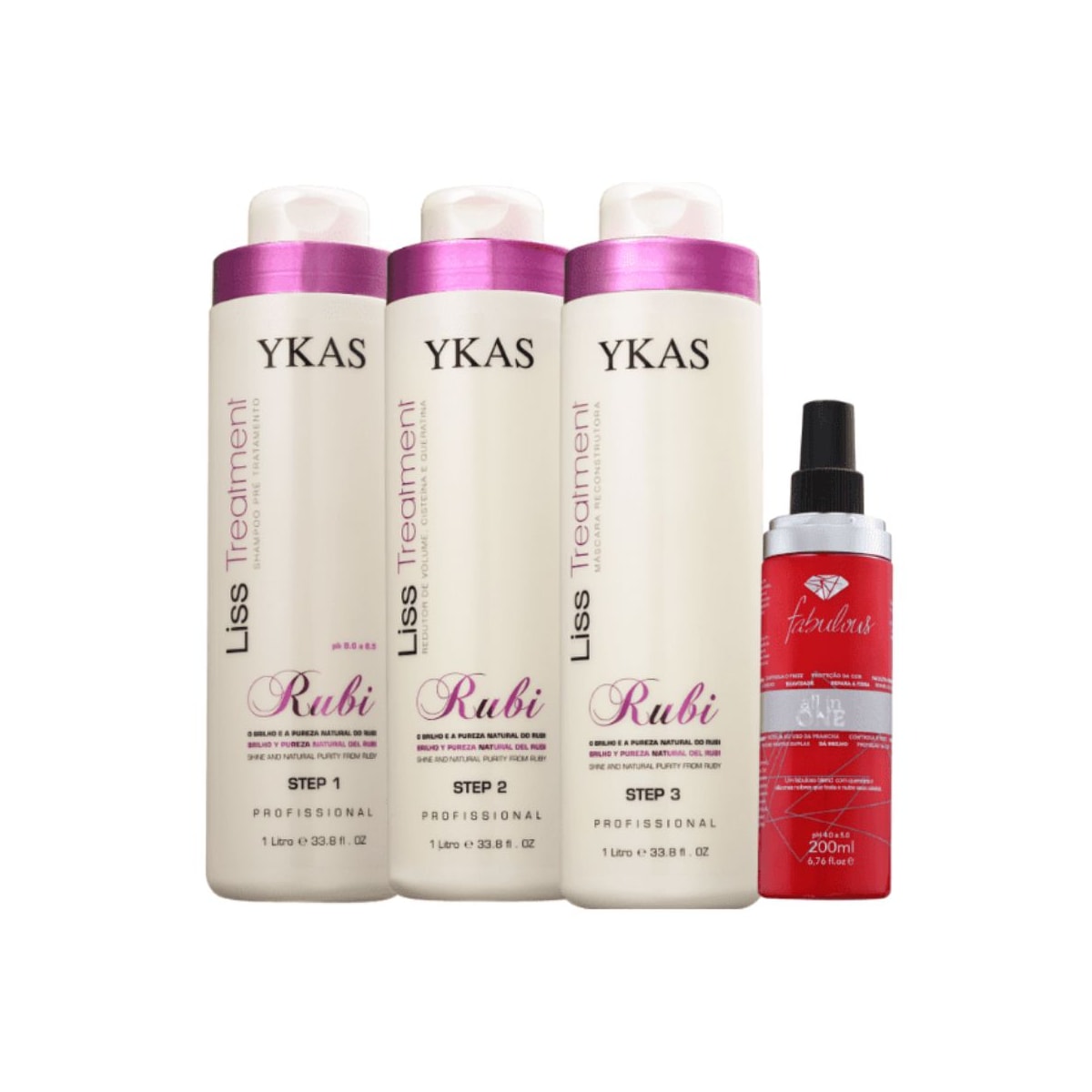 Kit Ykas Escova Progressiva Rubi (3 x 1 Litro) + Ykas Fabulous All In One Kit Ykas Escova Progressiva Rubi (3 x 1 Litro) + Ykas Fabulous All In One