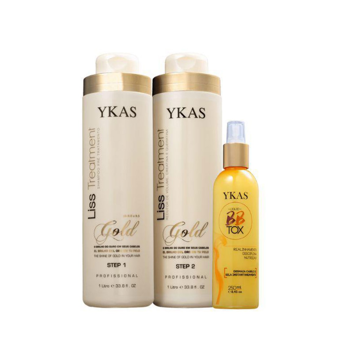 Kit Ykas Gold Progressiva (2 x 1 Litro) + Bbtox Líquido 250 ml