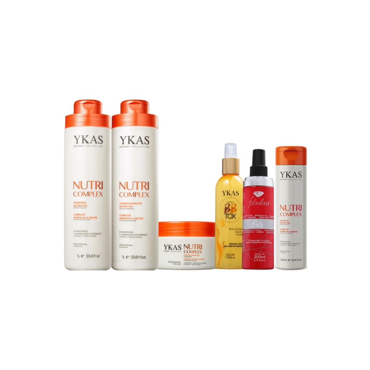 Kit Ykas Nutri Complex Grande Completo + Fabulous All In One 200 ml + Botox Capilar Líquido Kit Ykas Nutri Complex Grande Completo + Fabulous All In One 200 ml + Botox Capilar Líquido