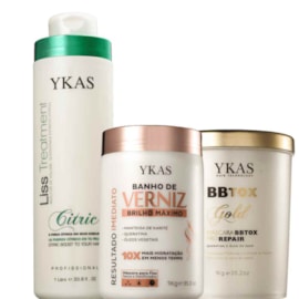 Kit Ykas Progressiva Citric 1 Litro + Verniz 1 Kg + Bbtox Gold 1 Kg