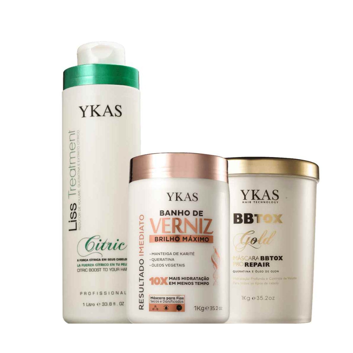 Kit Ykas Progressiva Citric 1 Litro + Verniz 1 Kg + Bbtox Gold 1 Kg Kit Ykas Progressiva Citric 1 Litro + Verniz 1 Kg + Bbtox Gold 1 Kg