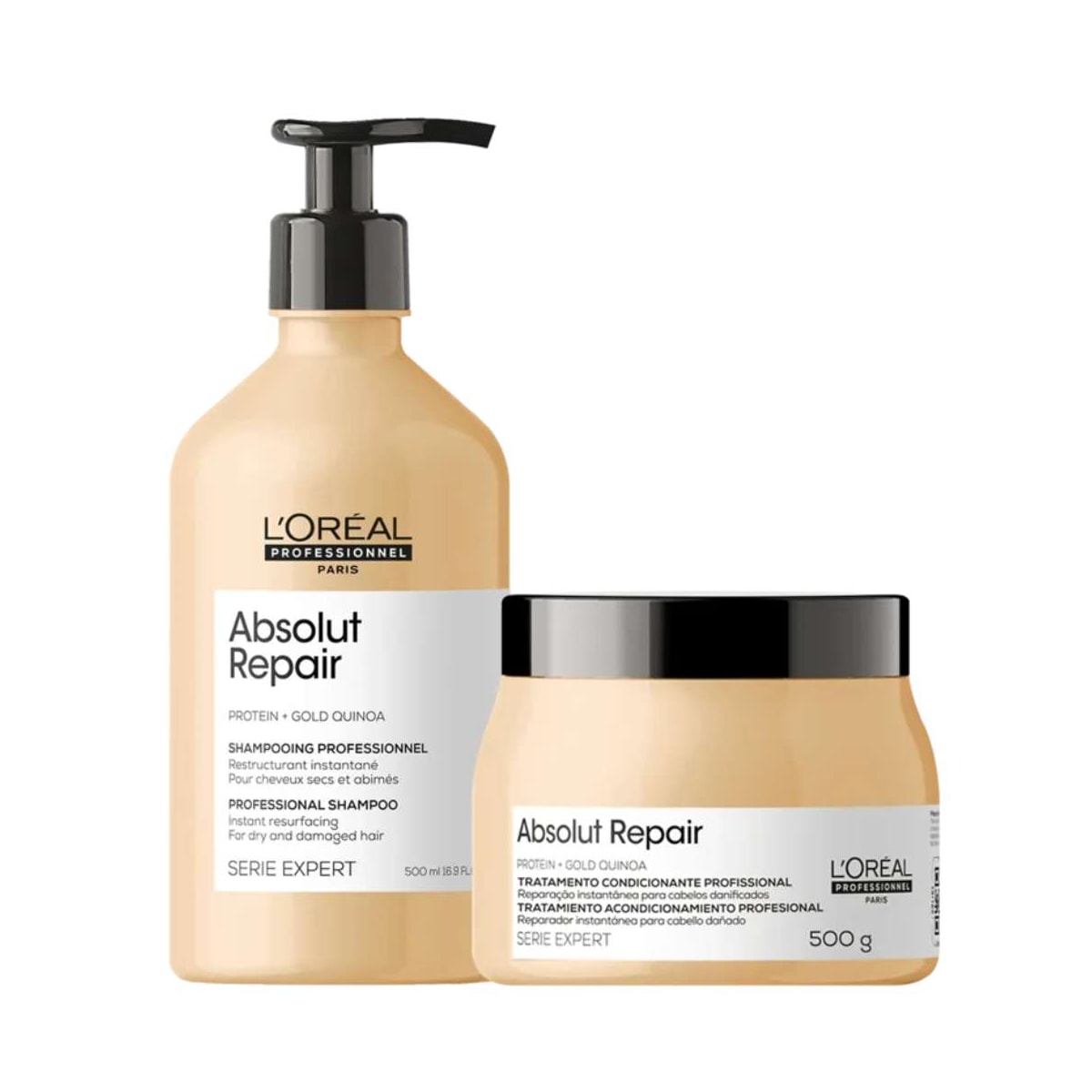 L'Oréal Professionnel Absolut Repair Gold Quinoa Shampoo 750ml + Máscara 500g L'Oréal Professionnel Absolut Repair Gold Quinoa Shampoo 750ml + Máscara 500g