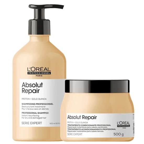 L'Oréal Professionnel Absolut Repair Gold Quinoa Shampoo 750ml + Máscara 500g