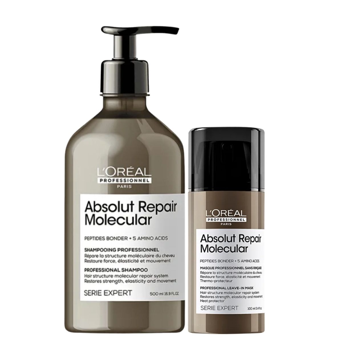 LOréal Professionnel Absolut Repair Molecular Shampoo 500ml e Máscara Leave-in 100ml LOréal Professionnel Absolut Repair Molecular Shampoo 500ml e Máscara Leave-in 100ml