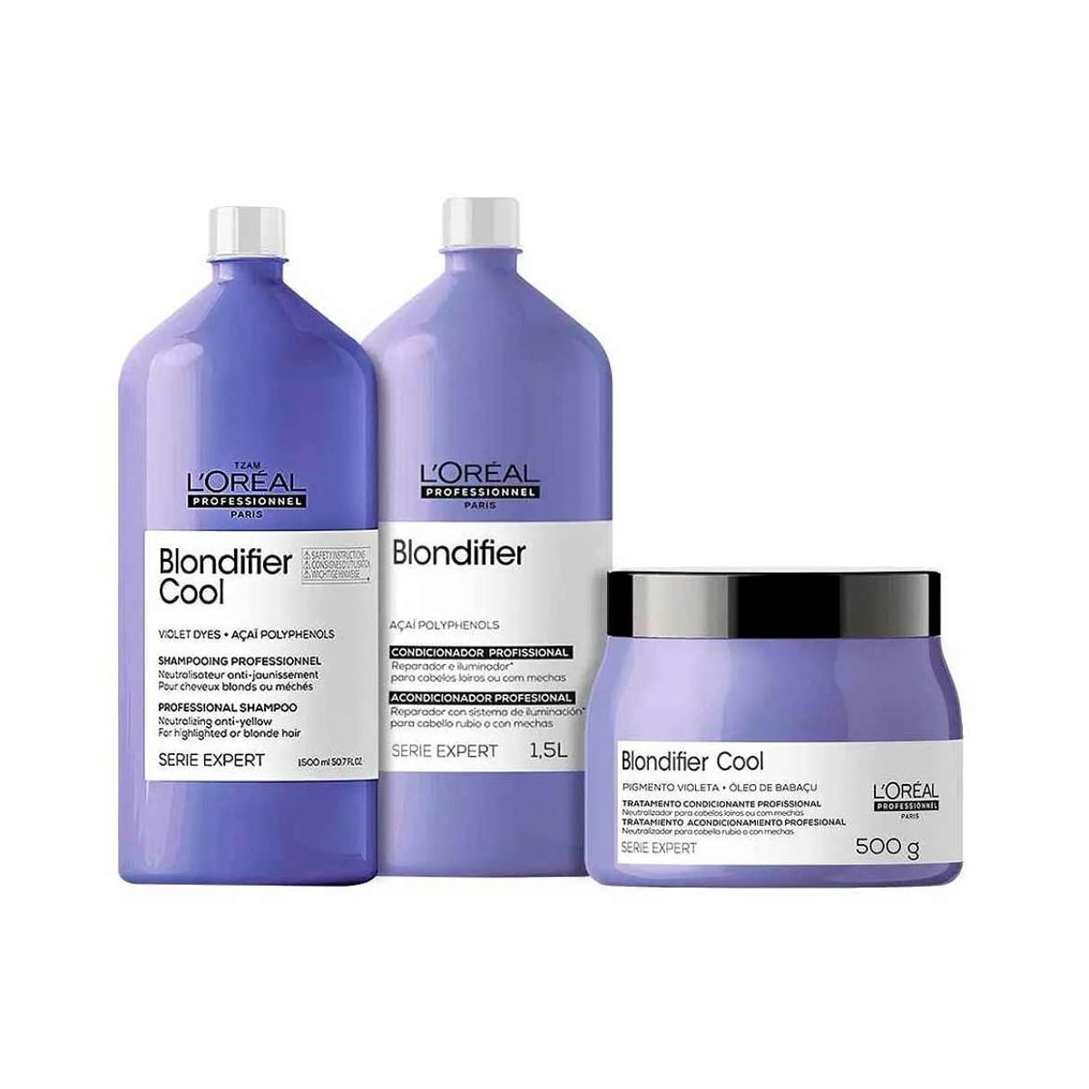 L'Oréal Professionnel Blondifier Cool Shampoo + Condicionador 1,5L + Máscara 500g L'Oréal Professionnel Blondifier Cool Shampoo + Condicionador 1,5L + Máscara 500g
