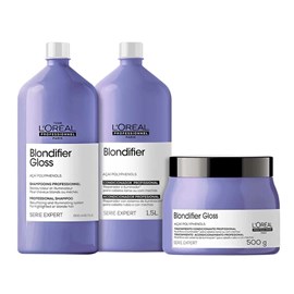 L'Oréal Professionnel Blondifier Gloss Shampoo + Condicionador 1,5L + Máscara 500g