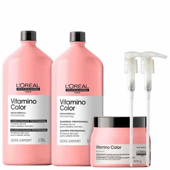 L'Oréal Professionnel Vitamino Color Shampoo + Condicionador 1,5L + Máscara 500g