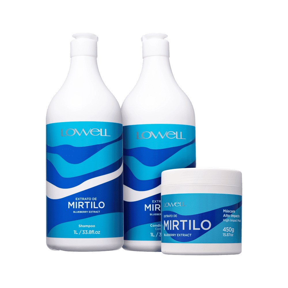 Lowell Extrato de Mirtilo Shampoo 1000ml + Condicionador 1000ml + Máscara 450g