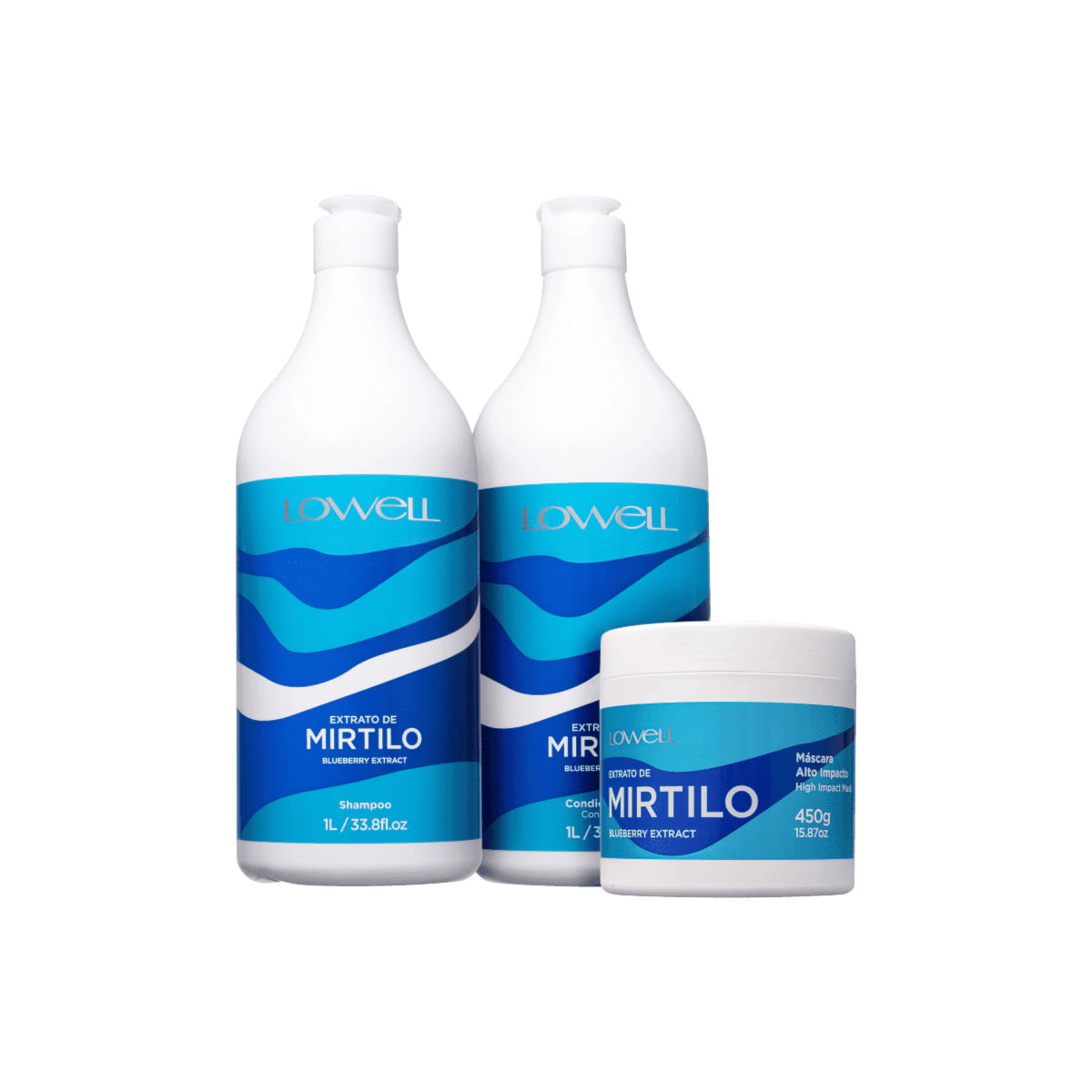 Lowell Extrato de Mirtilo Shampoo 1000ml + Condicionador 1000ml + Máscara 450g Lowell Extrato de Mirtilo Shampoo 1000ml + Condicionador 1000ml + Máscara 450g