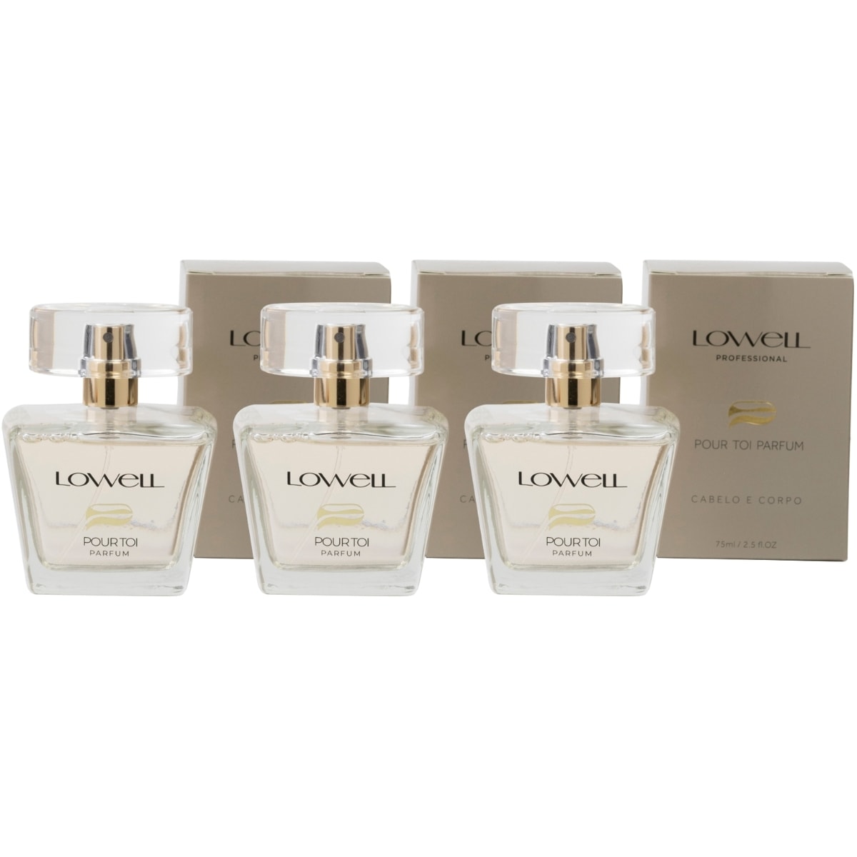 Lowell Pour Toi Kit 3 Parfum Cabelo e Corpo Perfume 75ml Lowell Pour Toi Kit 3 Parfum Cabelo e Corpo Perfume 75ml