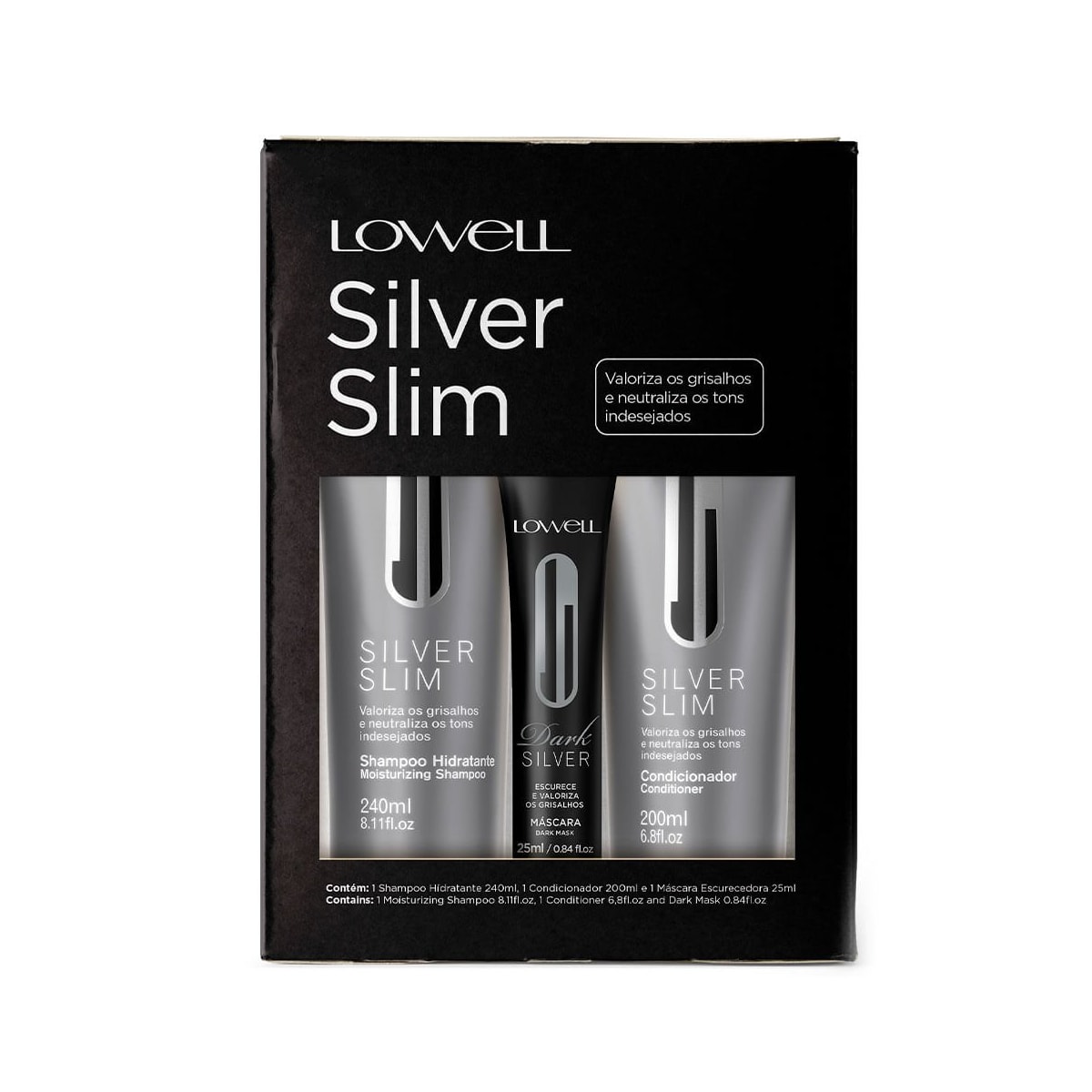 Lowell Silver Slim Dark Kit Shampoo + Condicionador + Máscara Lowell Silver Slim Dark Kit Shampoo + Condicionador + Máscara