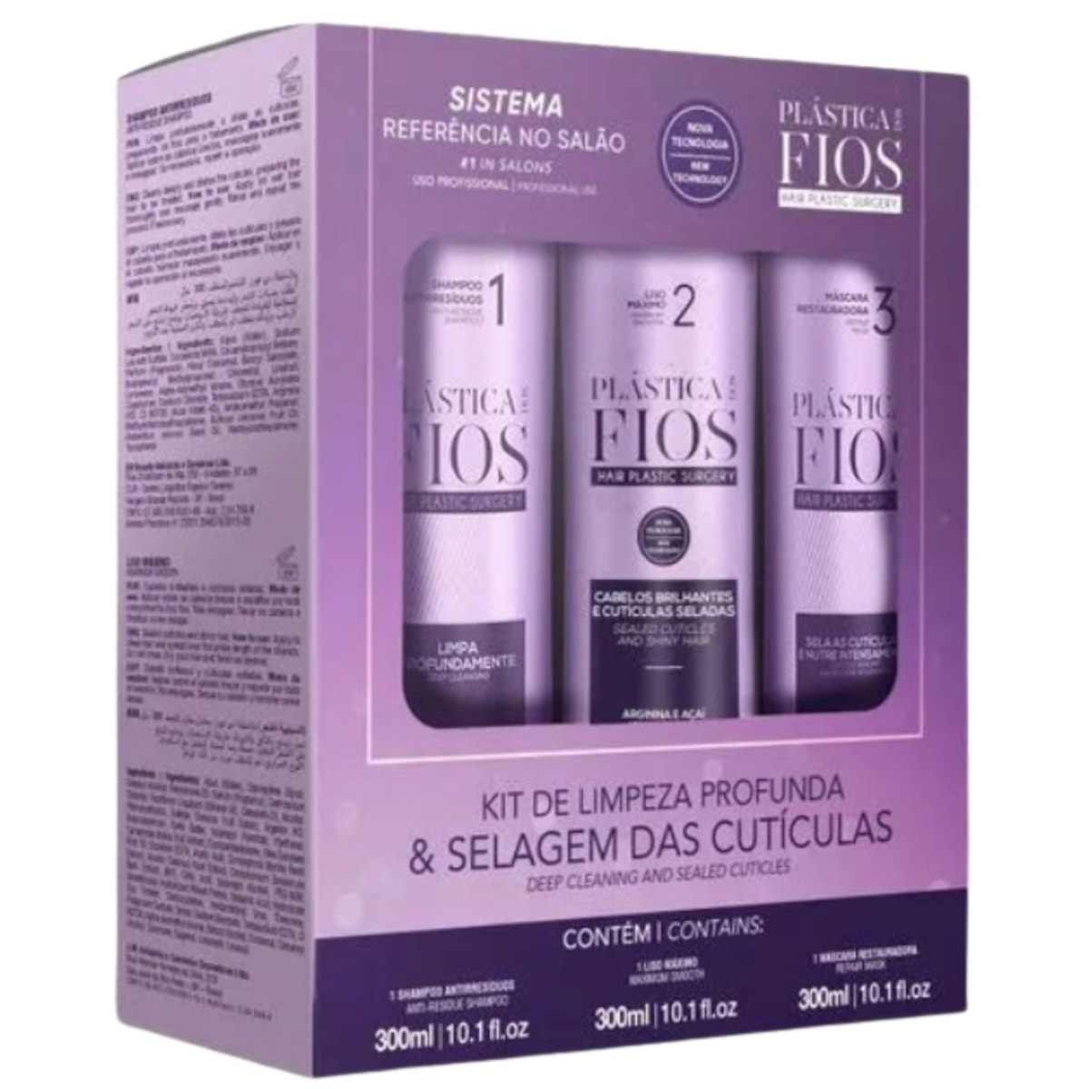 Progressiva Cadiveu Plástica dos Fios Selagem Térmica Escova Inteligente 3 x 300 ml