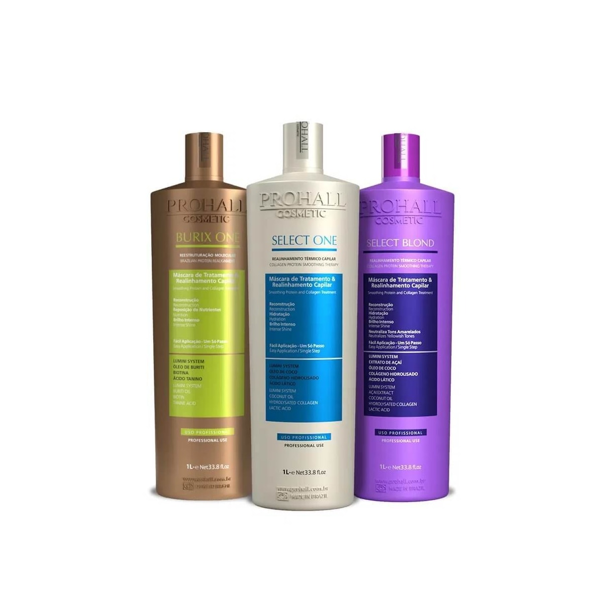 Prohall Kit Select One + Select Blond + Burix One Vegana 3x1 Litro Prohall Kit Select One + Select Blond + Burix One Vegana 3x1 Litro