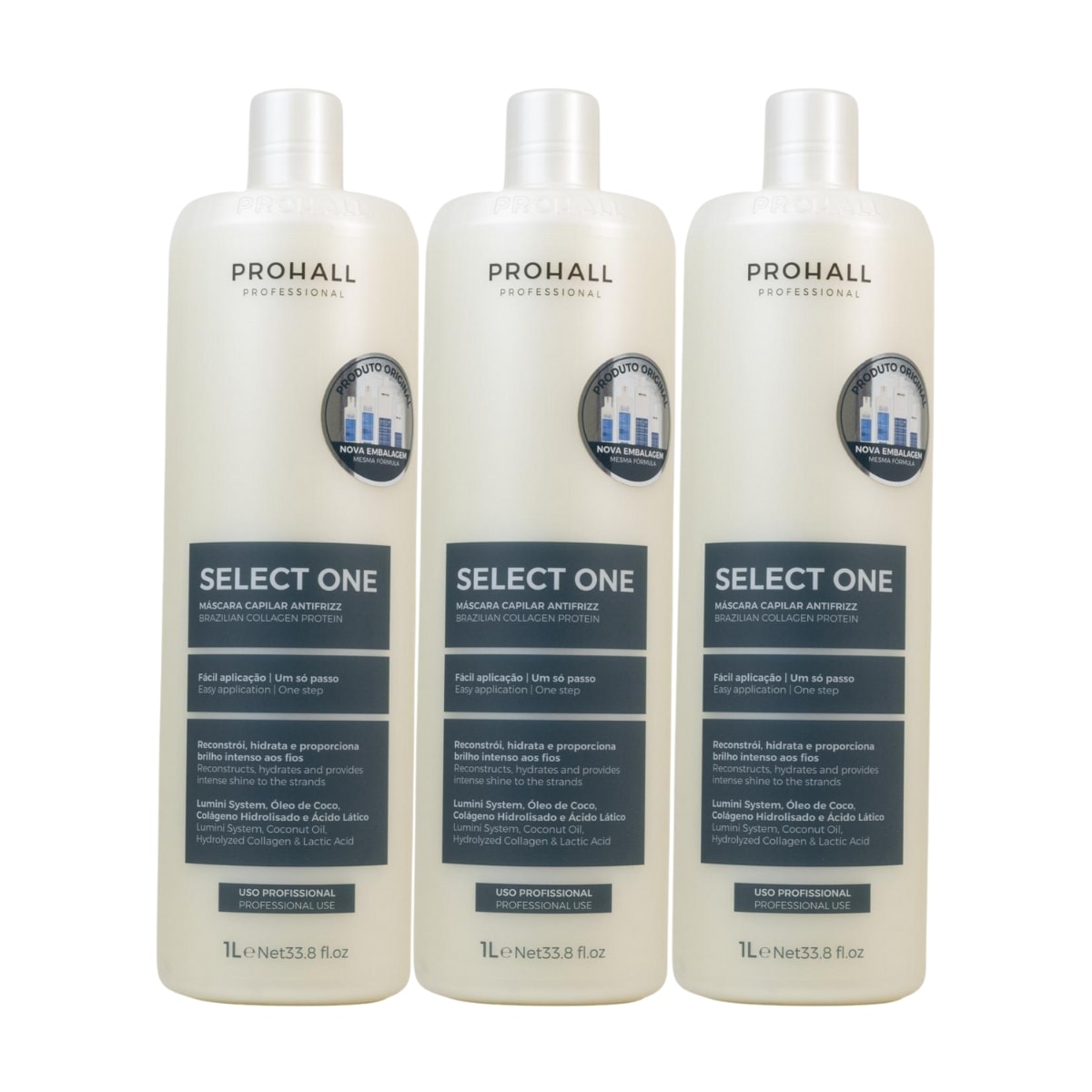 Prohall Select One Antifrizz Kit 3 Máscara Capilar 1L Prohall Select One Antifrizz Kit 3 Máscara Capilar 1L