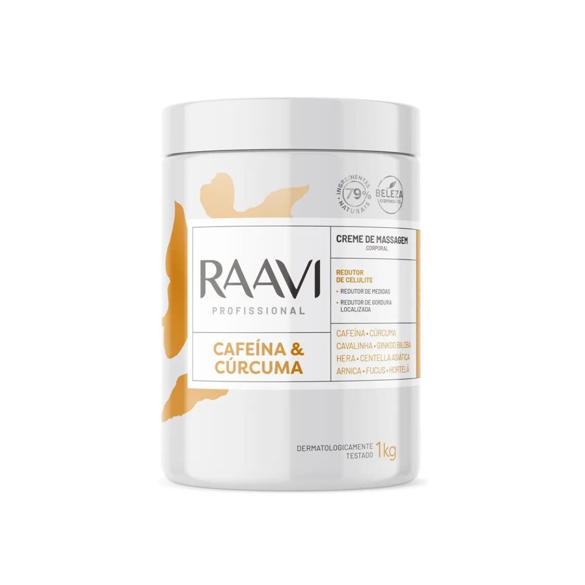 Raavi Creme de Massagem Cafeína e Cúrcuma 1Kg Raavi Creme de Massagem Cafeína e Cúrcuma 1Kg