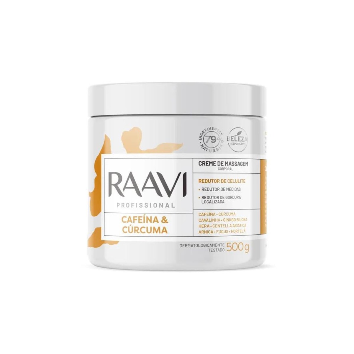 Raavi Creme de Massagem Cafeína e Cúrcuma 500g Raavi Creme de Massagem Cafeína e Cúrcuma 500g