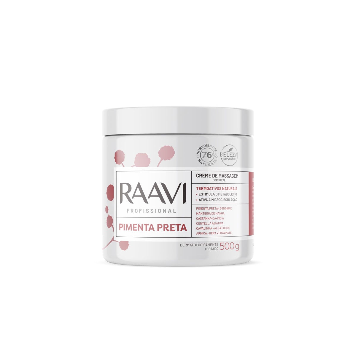 Raavi Creme de Massagem Corporal Pimenta Preta 500g Raavi Creme de Massagem Corporal Pimenta Preta 500g
