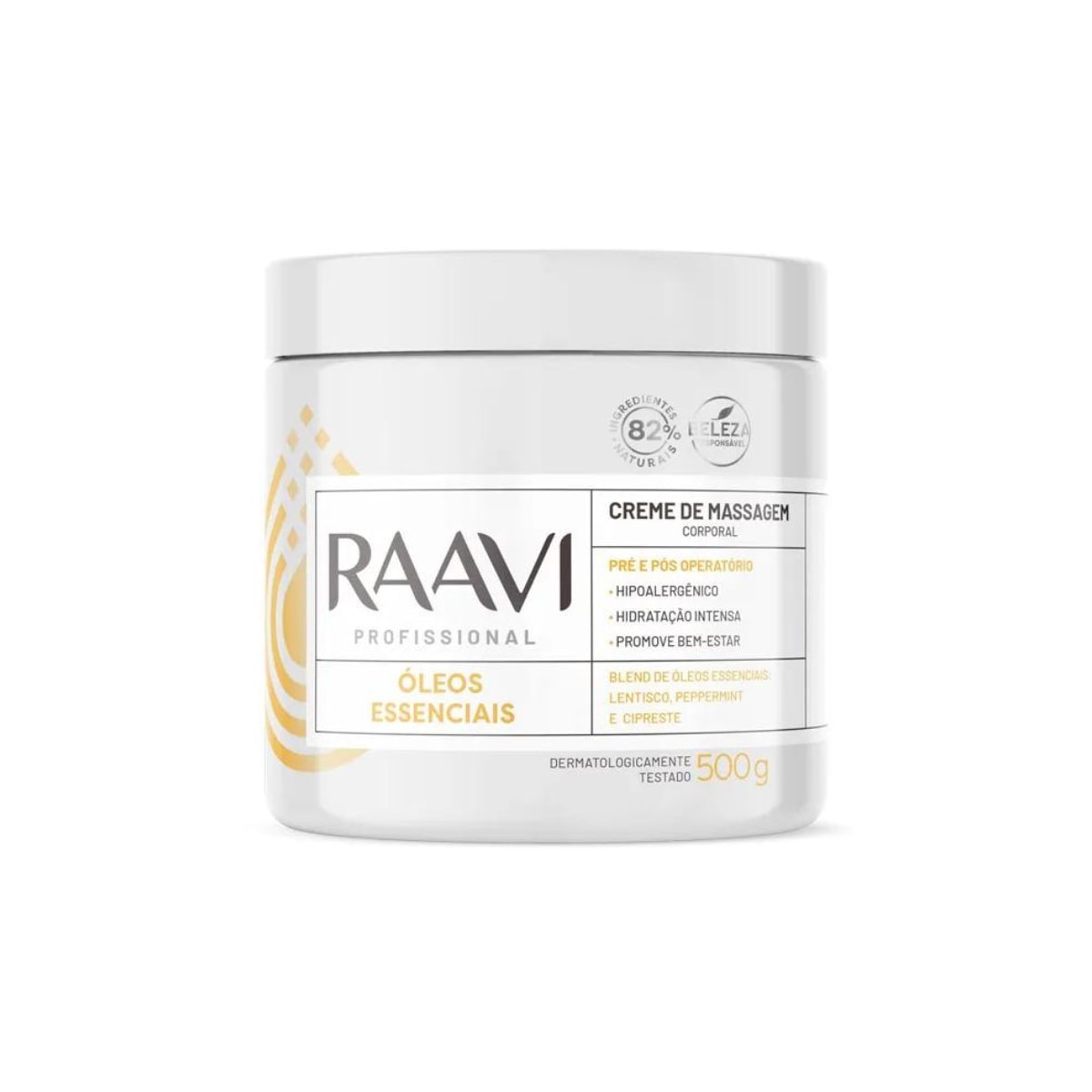 Raavi Creme de Massagem Óleos Essenciais 500g Raavi Creme de Massagem Óleos Essenciais 500g