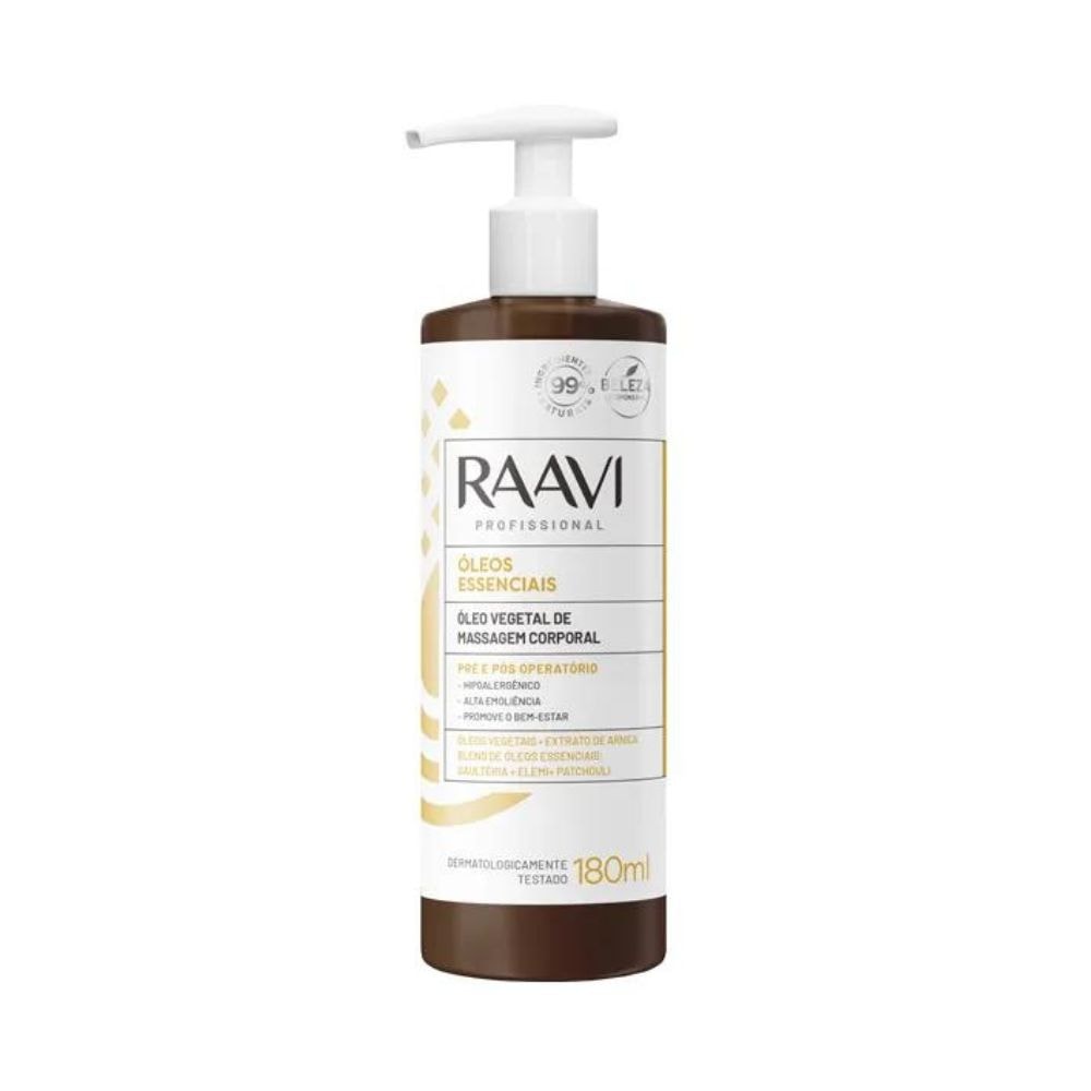 Raavi Óleo Vegetal de Massagem Óleos Essenciais 180ml