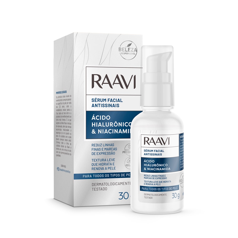 Raavi Sérum Facial Antissinais Ácido Hialurônico e Niacinamida 30g