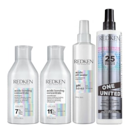 Redken Acidic Bonding Concentrate Duo Pequeno + pH Sealer 250ml + Redken One United 25 Benefits Leave-in 400ml Redken Acidic Bonding Concentrate Duo Pequeno + pH Sealer 250ml + Redken One United 25 Benefits Leave-in 400ml