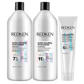 Redken Acidic Bonding Concentrate Shampoo + Condicionador 1L + Concentrate Leave-in 150ml