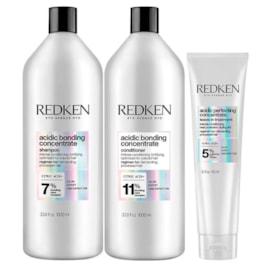 Redken Acidic Bonding Concentrate Shampoo + Condicionador 1L + Concentrate Leave-in 150ml