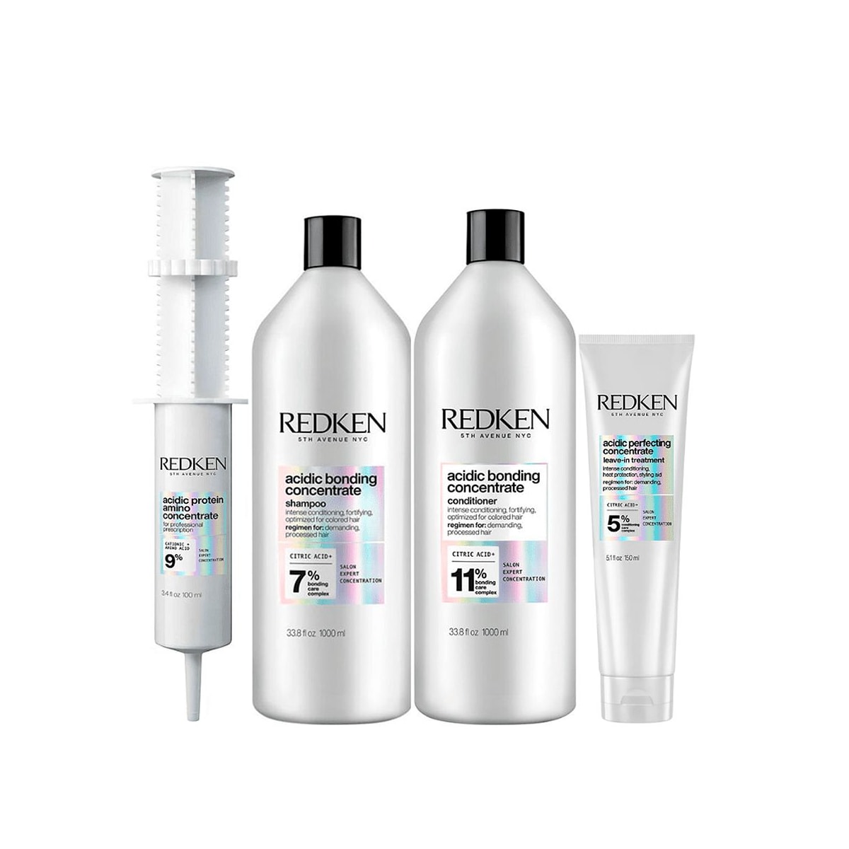 Redken Acidic Bonding Concentrate Shampoo + Condicionador 1L + Concentrate Leave-in 150ml + Protein Amino 100ml Redken Acidic Bonding Concentrate Shampoo + Condicionador 1L + Concentrate Leave-in 150ml + Protein Amino 100ml